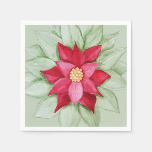 Christmas Poinsettia Watercolor Hand-painted  Napkin