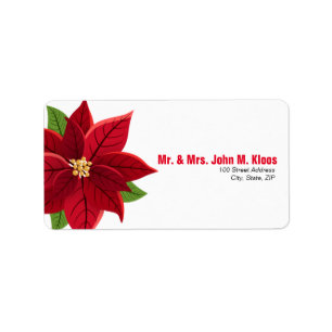 Christmas Poinsettia Wedding Address Label