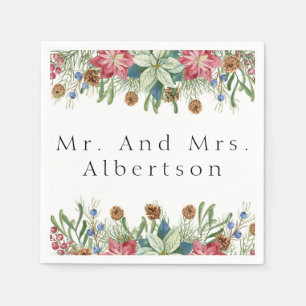 Christmas Poinsettia Wedding Custom Napkin
