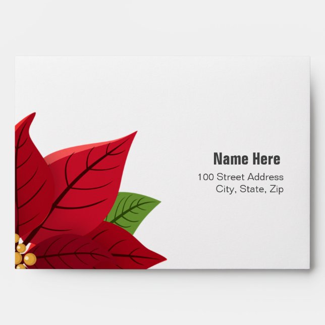 Christmas Poinsettia Wedding  Envelope (Front)