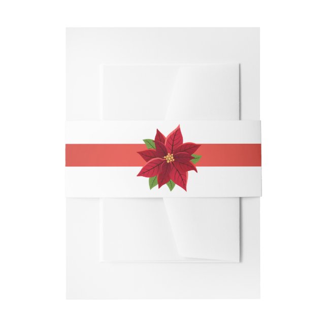 Christmas Poinsettia Wedding   Invitation Belly Band (Front Example)