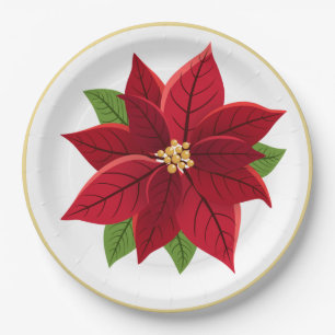 Christmas Poinsettia Wedding   Paper Plates
