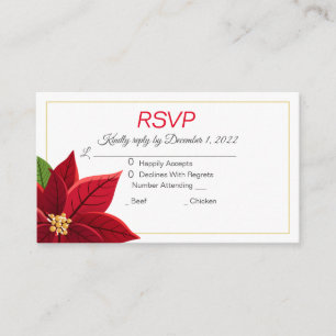 Christmas Poinsettia Wedding RSVP and Enclosure Card