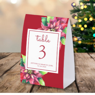 Christmas Poinsettia Wedding Table number