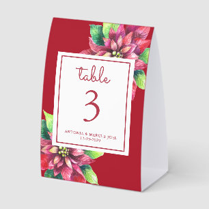 Christmas Poinsettia Wedding Table number
