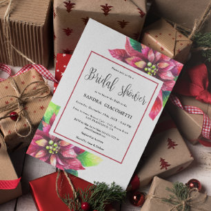 Christmas Poinsettia Winter Bridal Shower Invitation
