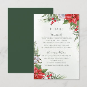 Christmas Poinsettia Winter Greenery Wedding Enclosure Card