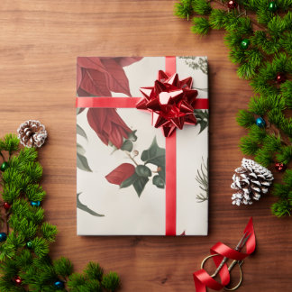Christmas Poinsettia Wrapping Paper