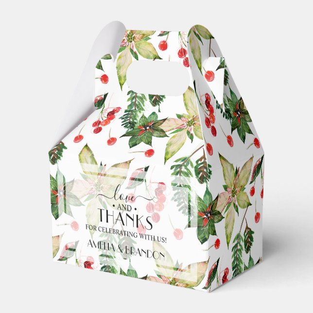 Christmas Poinsettias and Berries Favour Box (Front Side)