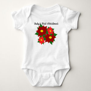 Christmas Poinsettias Baby Bodysuit