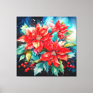 Christmas Poinsettias  Canvas Print