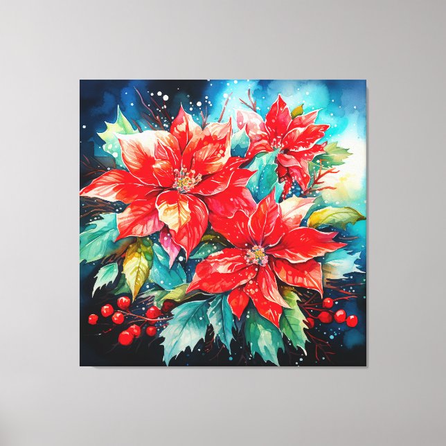 Christmas Poinsettias  Canvas Print (Front)