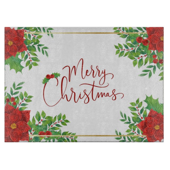 Christmas Poinsettias Cutting Board (Front)