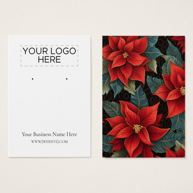 Christmas Poinsettias Earring Display Card (Front & Back)