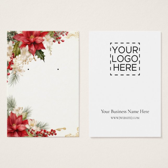 Christmas Poinsettias Earring Display Card (Front & Back)