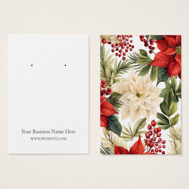 Christmas Poinsettias Earring Display Card (Front & Back)