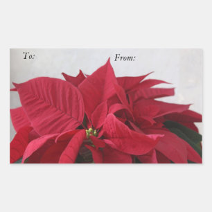 Christmas poinsettias gift tag stickers