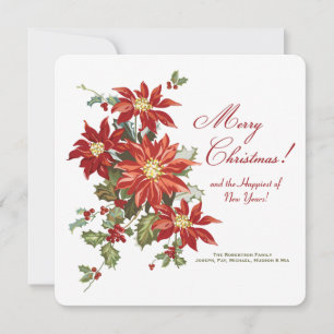 Christmas Poinsettias Holiday Card