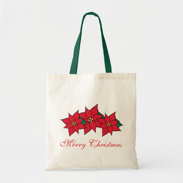 Christmas Poinsettias Holiday Tote Bag (Front)