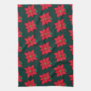 Christmas Poinsettias Kitchen Towel