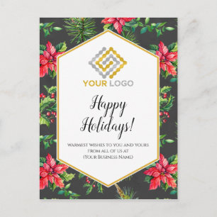 Christmas Poinsettias Logo Business Postcard