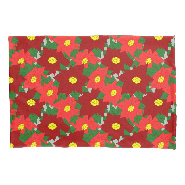 Christmas Poinsettias  Pillowcase (Front)