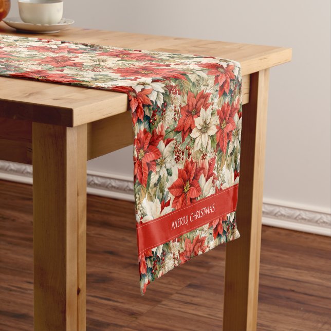 Christmas Poinsettias  Short Table Runner (In Situ)