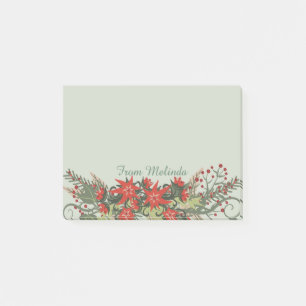Christmas Poinsettias Swag Personalised Post-it Notes