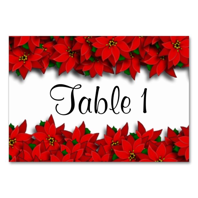 Christmas Poinsettias Table Number (Front)