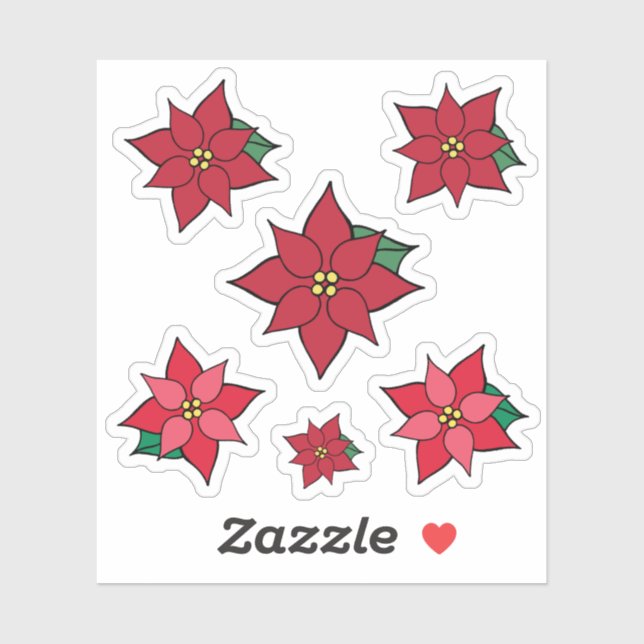 Christmas Poinsettias Variety Stickers  (Sheet)