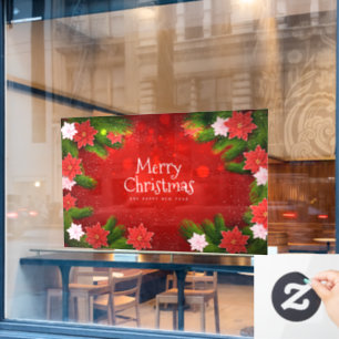 Christmas Poinsettias Window Cling