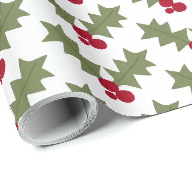 Christmas Poinsettias with White Backing      Wrapping Paper (Roll Corner)