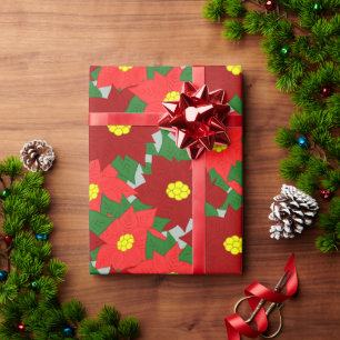 Christmas Poinsettias Wrapping Paper