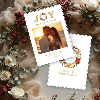 Christmas Poinsettias Wreath Mexican Embroidery Holiday Card