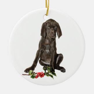Christmas Pointer Puppy Ceramic Tree Decoration