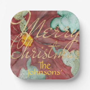 Christmas Pointsetta Paper Plate
