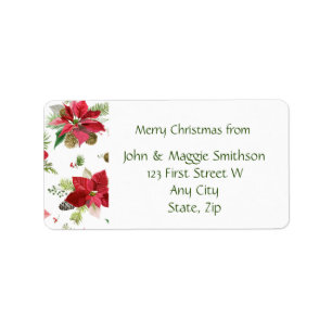 Christmas Pointsettia Flower Custom Label