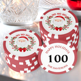 Christmas Poker Chips Cute Santa Family Name