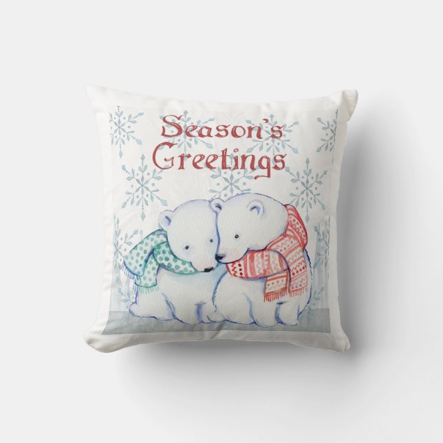  Christmas Polar Bear Animals Couple Cushion (Front)