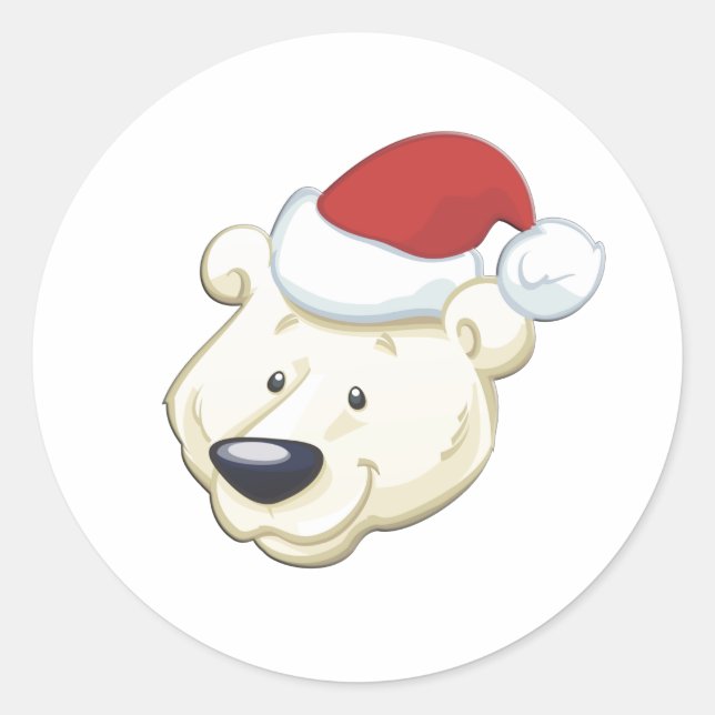 Christmas Polar Bear Classic Round Sticker (Front)