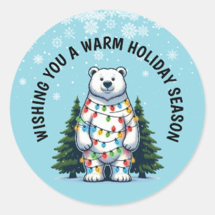Christmas Polar Bear Classic Round Sticker