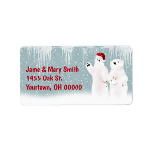 Christmas Polar Bear Couple Label
