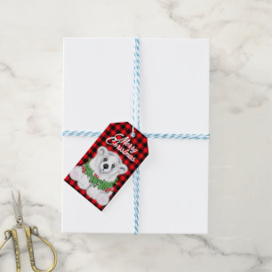 Christmas polar bear cub, Holly berries wreath Gift Tags