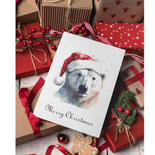 Christmas Polar Bear, customisable Holiday Card