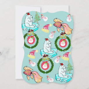 Christmas Polar Bear Flat Greeting Card