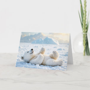 Christmas Polar Bear On Ice  Holiday Card