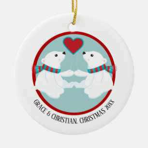 Christmas Polar Bear Personalised Ceramic Tree Decoration