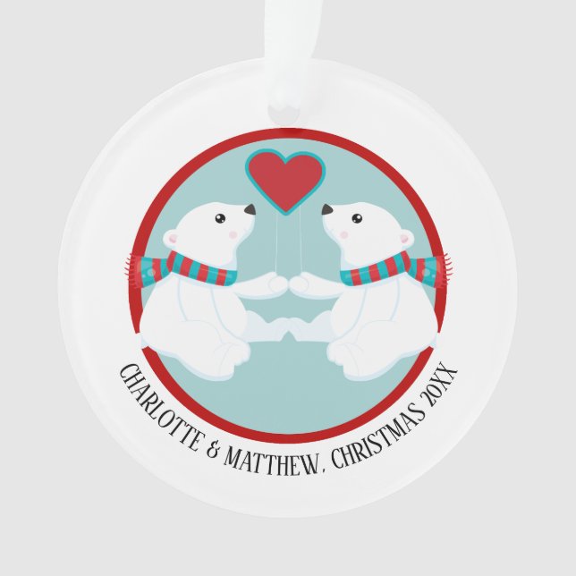 Christmas Polar Bear Personalised Photo Ornament (Front)