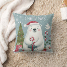  christmas polar bear pillow