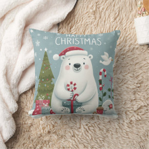christmas polar bear pillow